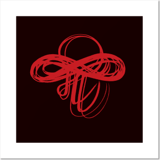 Marathi Text Spells Like English Pronoun ME  and the Meaning is I am. It is Combined with an Infinity Symbol to Express the thought that I am  Infinite, I am Universe. Colored in Neon Red Posters and Art